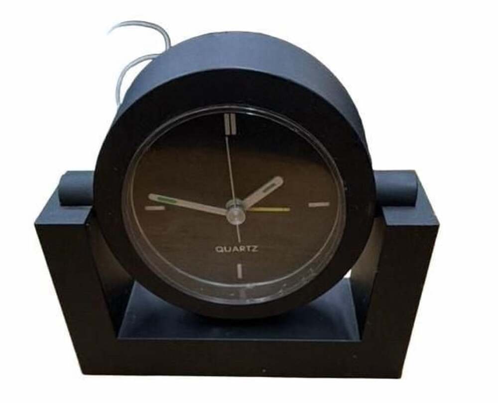 Vintage Quartz Desk Clock Black Modern Minimalist
